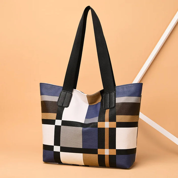 Women's Plaid Tote Bag with Wide Straps | Work