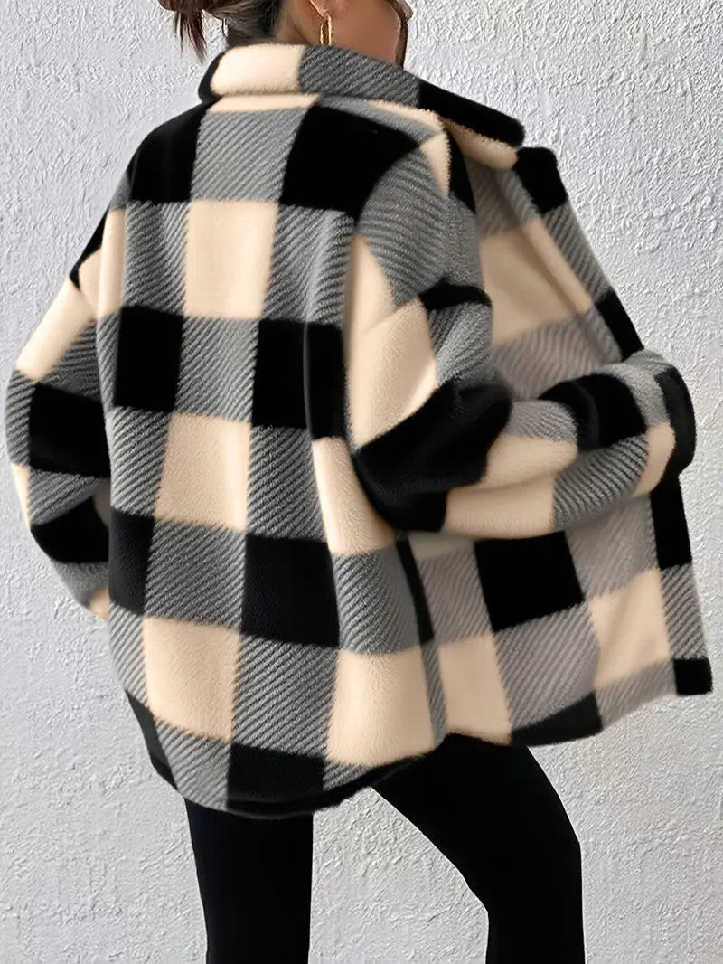 Women's Plaid Winter Jacket | Button Up