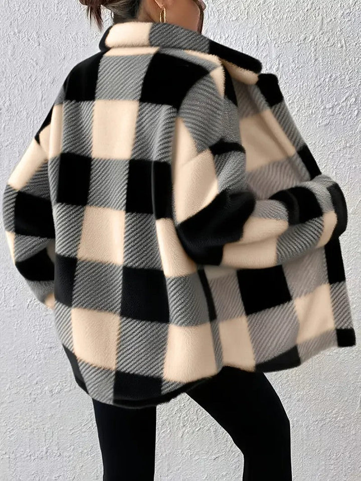 Women's Plaid Winter Jacket | Button Up