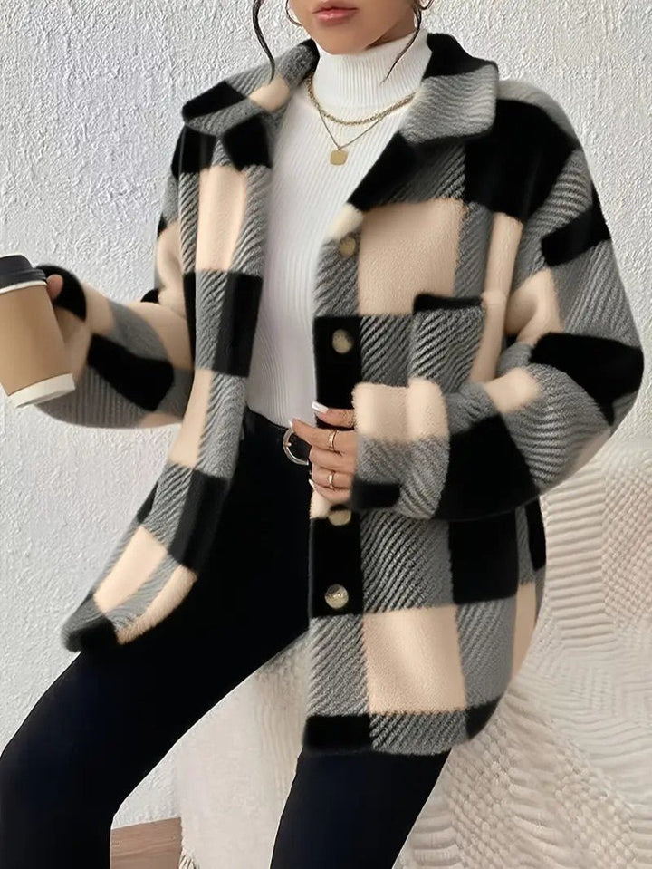 Women's Plaid Winter Jacket | Button Up