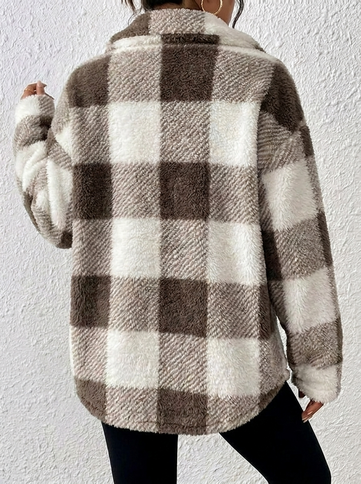Women's Plaid Winter Jacket | Button Up