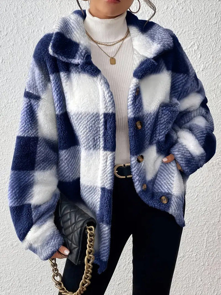 Women's Plaid Winter Jacket | Button Up