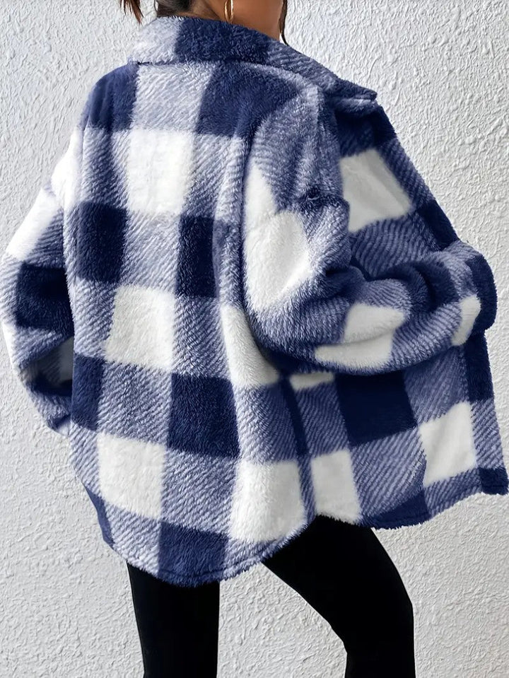 Women's Plaid Winter Jacket | Button Up