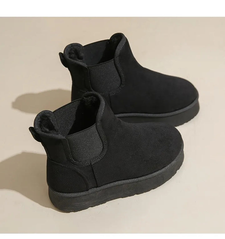 Women's Platform Chelsea Boots with Fluffy Lining | Elastic Panels