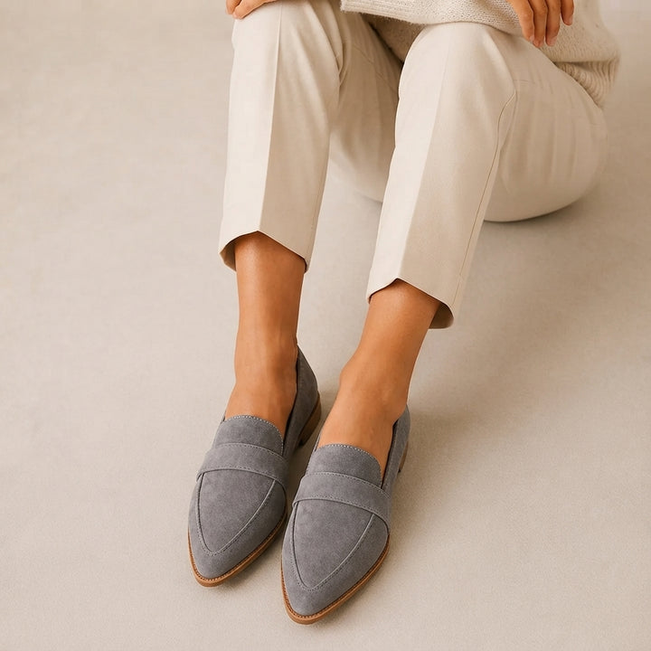 Women's Pointed Toe Loafers with Penny Strap & Slip-On | Flat