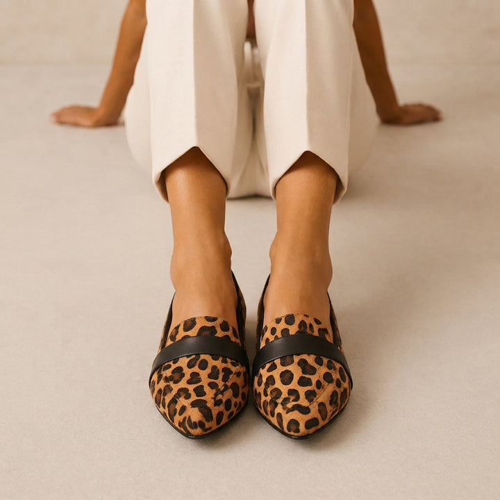Women's Pointed Toe Loafers with Penny Strap & Slip-On | Flat