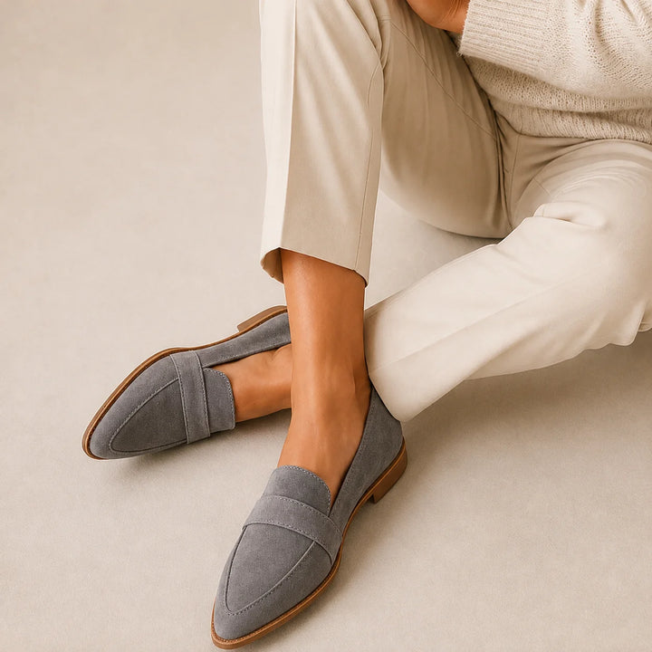 Women's Pointed Toe Loafers with Penny Strap & Slip-On | Flat
