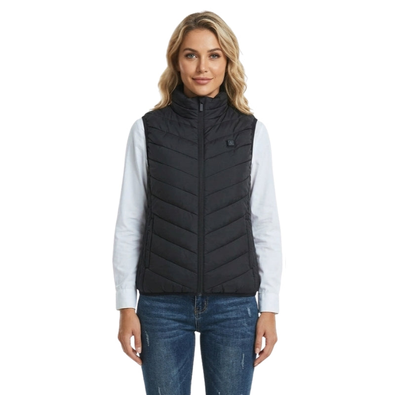 Women's Puffer Heated Vest with USB Charging | Stand Collar