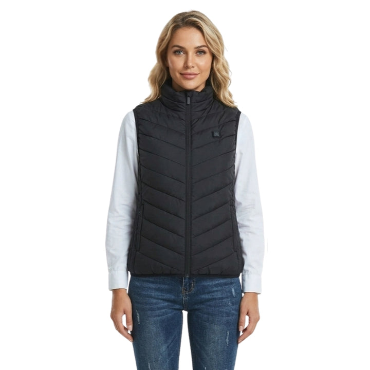 Women's Puffer Heated Vest with USB Charging | Stand Collar