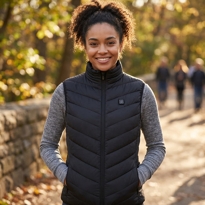 Women's Puffer Heated Vest with USB Charging | Stand Collar
