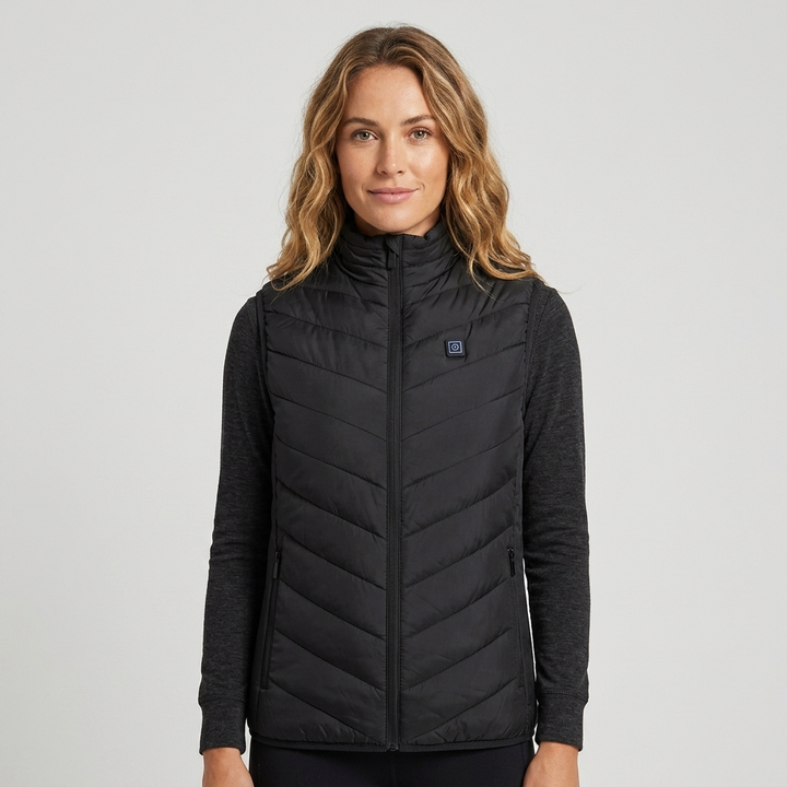Women's Puffer Heated Vest with USB Charging | Stand Collar