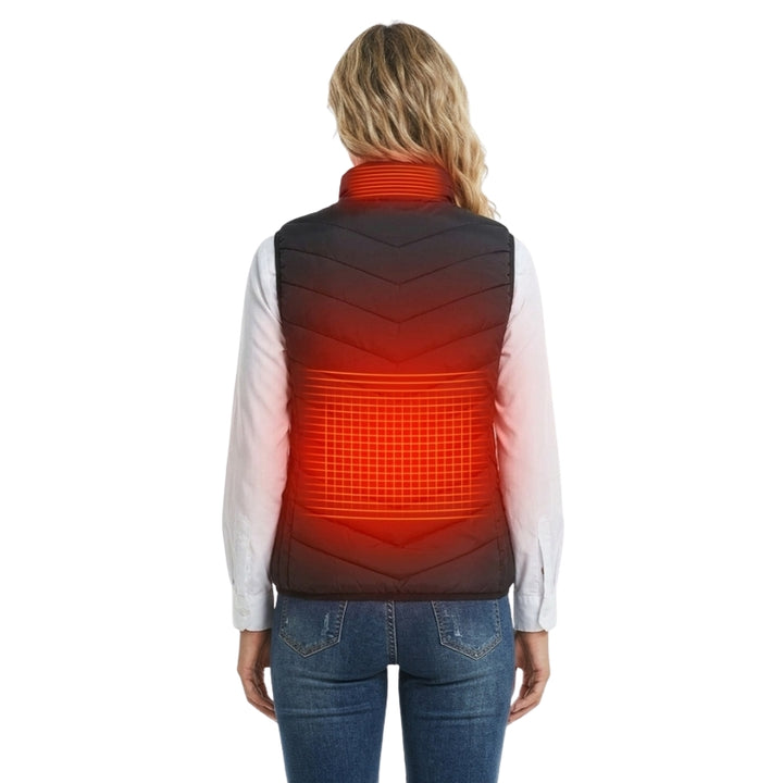 Women's Puffer Heated Vest with USB Charging | Stand Collar
