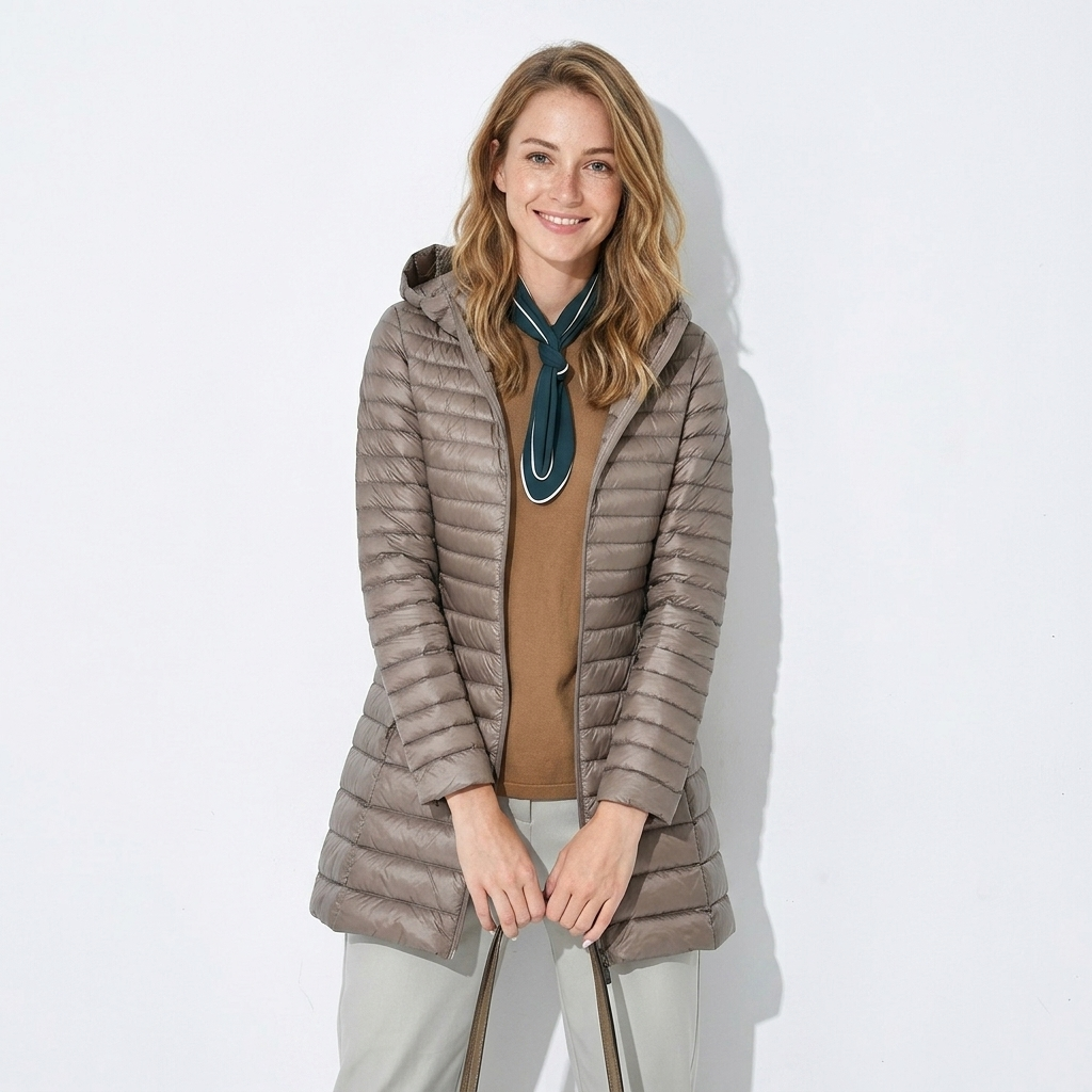 Women's Puffer Jacket Long Hooded Zip Up | Winter
