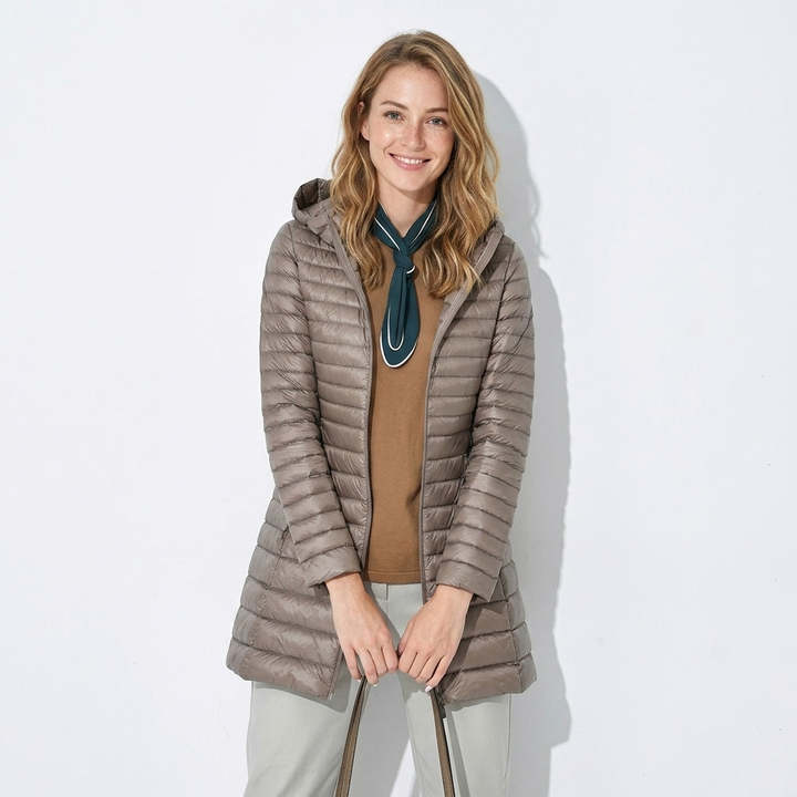 Women's Puffer Jacket Long Hooded Zip Up | Winter