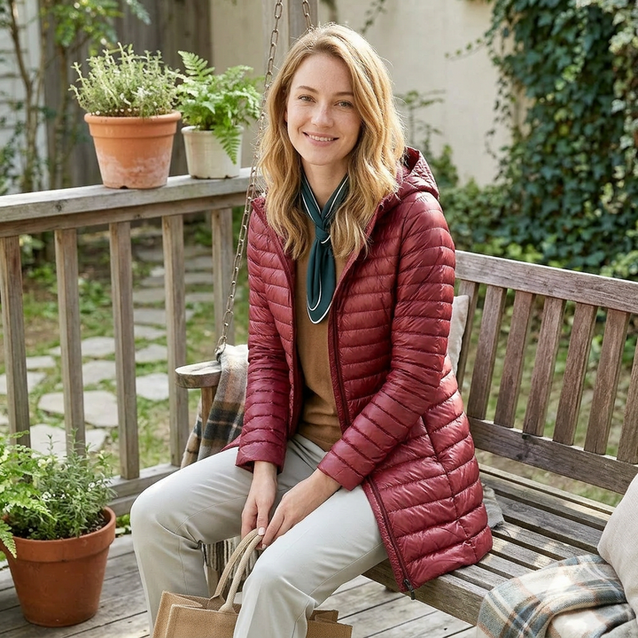 Women's Puffer Jacket Long Hooded Zip Up | Winter