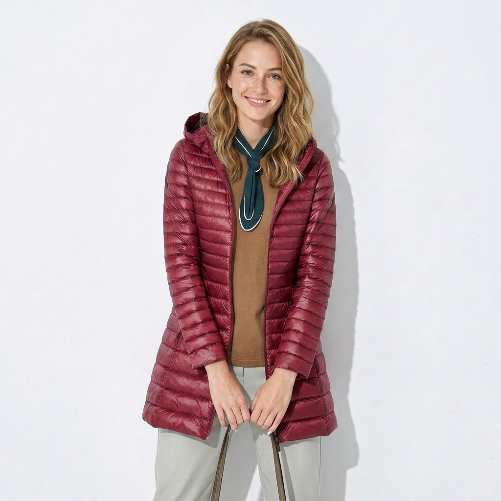 Women's Puffer Jacket Long Hooded Zip Up | Winter