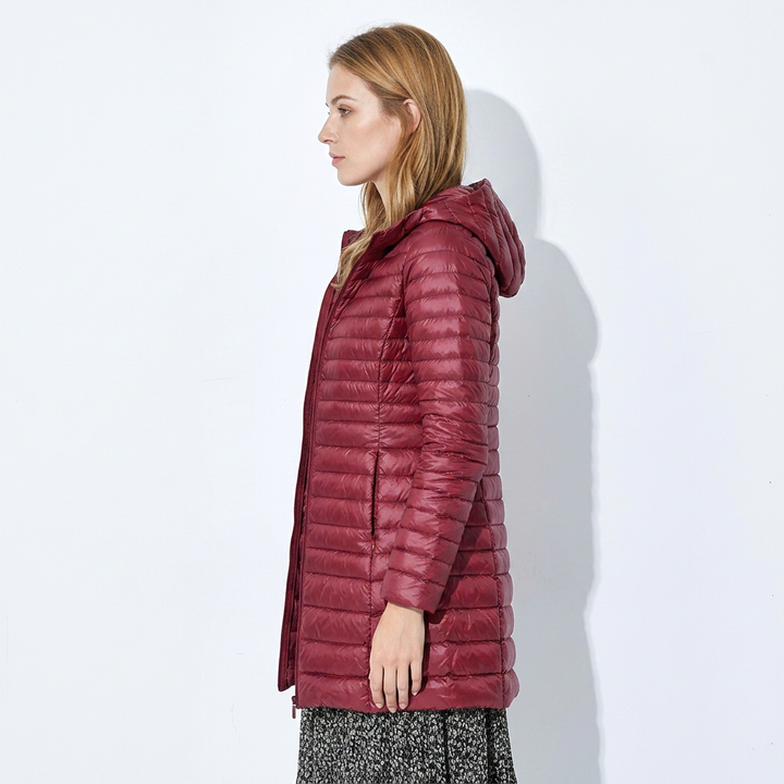 Women's Puffer Jacket Long Hooded Zip Up | Winter