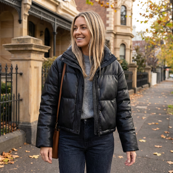 Women's Puffer Jacket Stand Collar | Cropped