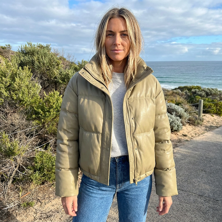 Women's Puffer Jacket Stand Collar | Cropped