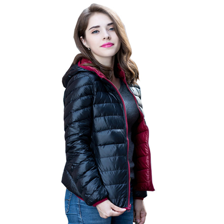 Women's Puffer Jacket with Hood | Reversible