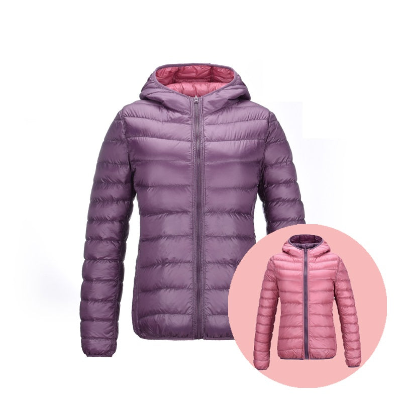 Women's Puffer Jacket with Hood | Reversible