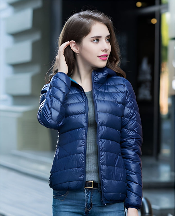Women's Puffer Jacket with Hood | Reversible