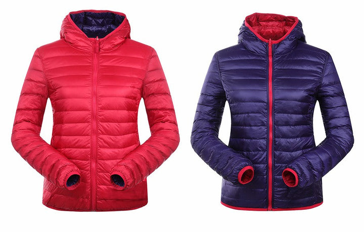 Women's Puffer Jacket with Hood | Reversible