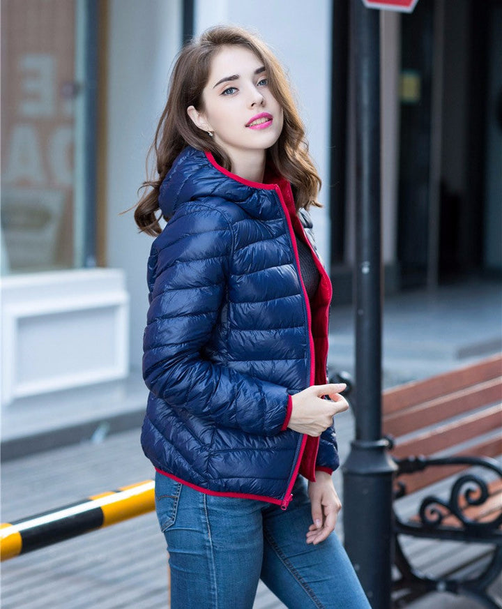 Women's Puffer Jacket with Hood | Reversible