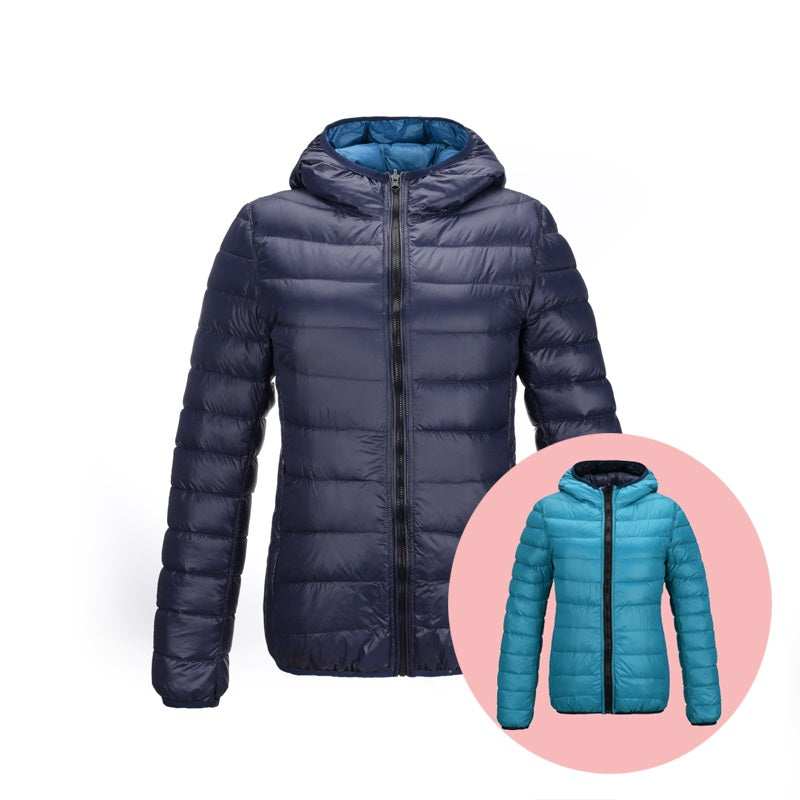 Women's Puffer Jacket with Hood | Reversible