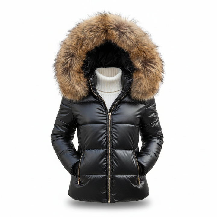 Women's Puffer Jacket with Hood & Zip Pockets | Winter
