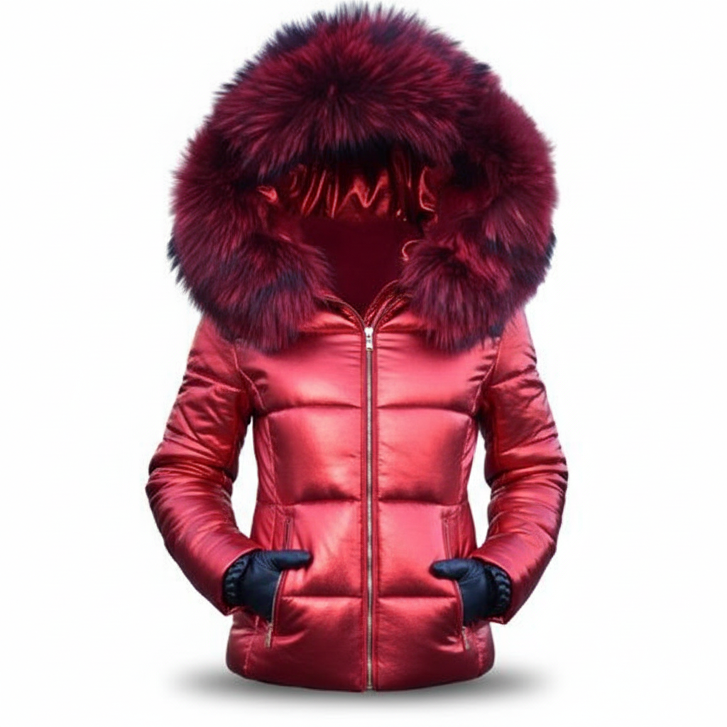 Women's Puffer Jacket with Hood & Zip Pockets | Winter