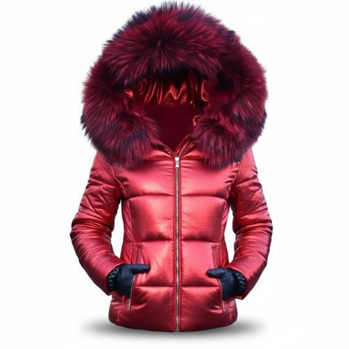 Women's Puffer Jacket with Hood & Zip Pockets | Winter