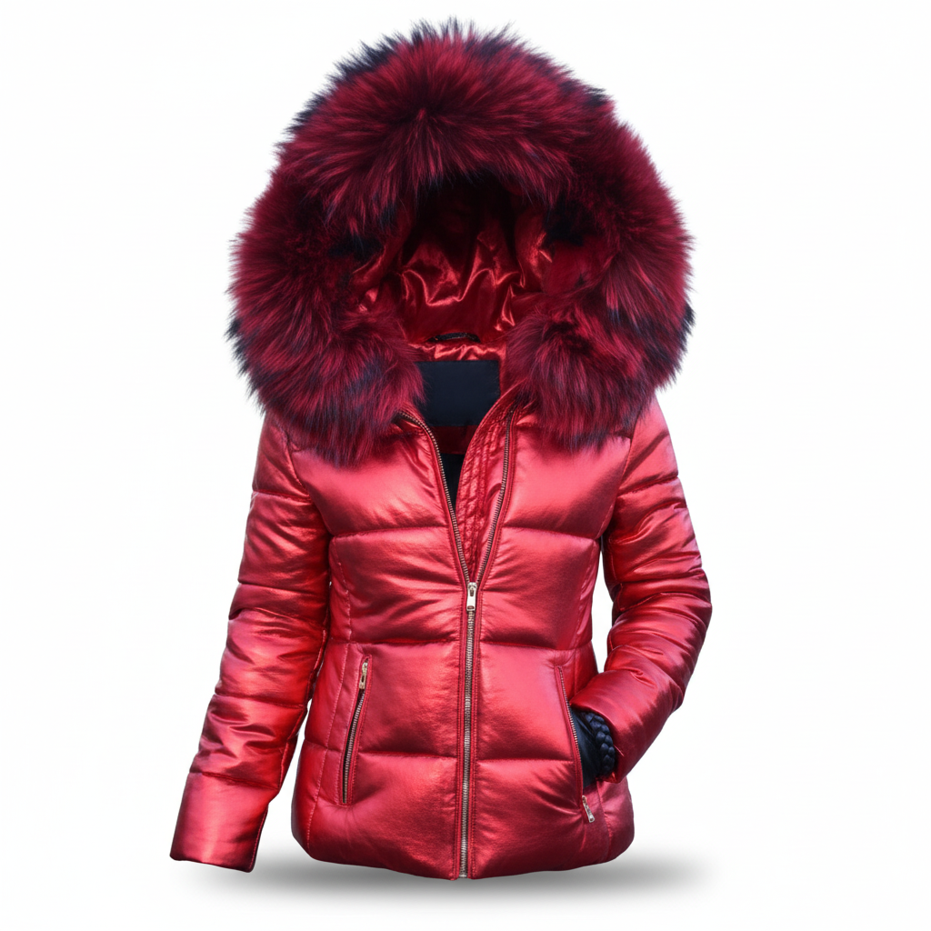 Women's Puffer Jacket with Hood & Zip Pockets | Winter