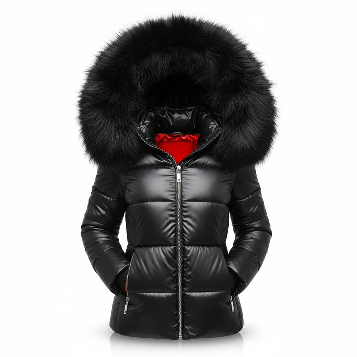Women's Puffer Jacket with Hood & Zip Pockets | Winter