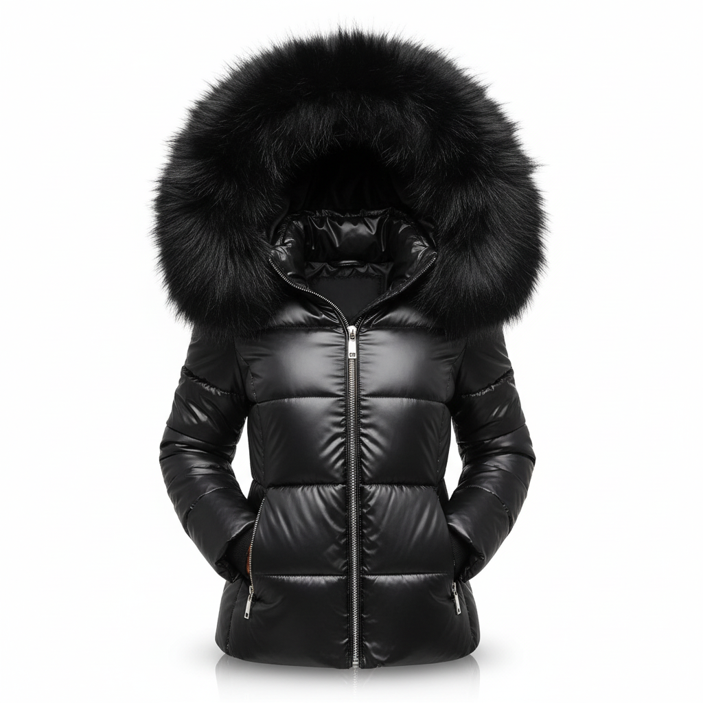Women's Puffer Jacket with Hood & Zip Pockets | Winter