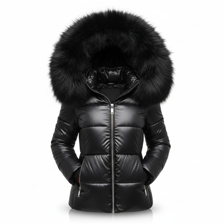 Women's Puffer Jacket with Hood & Zip Pockets | Winter