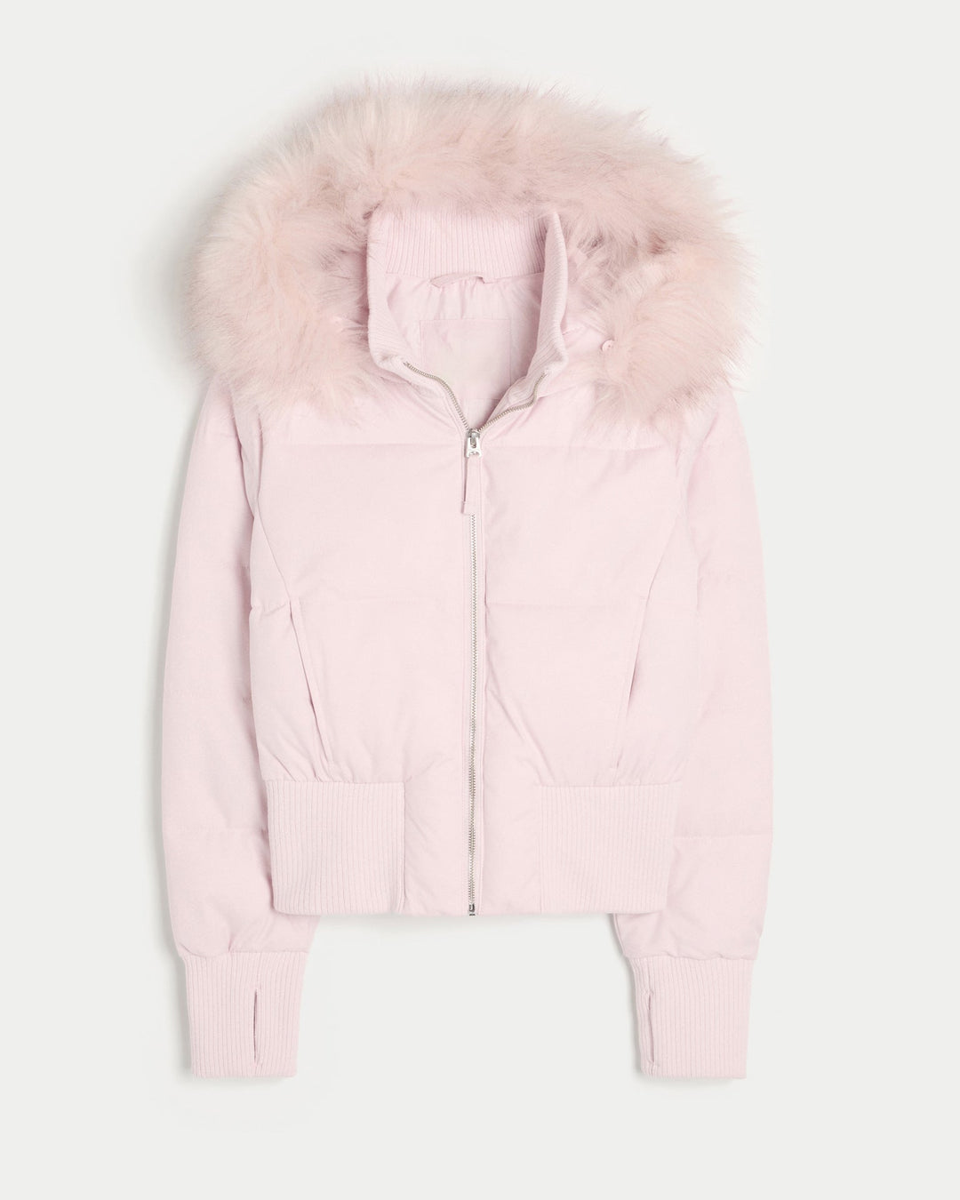 Women's Puffer Jacket with Hood & Zip Up | Ribbed Cuffs