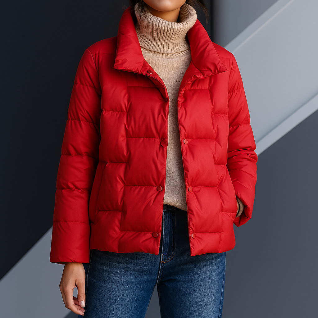 Women's Puffer Jacket with Stand Collar | Quilted