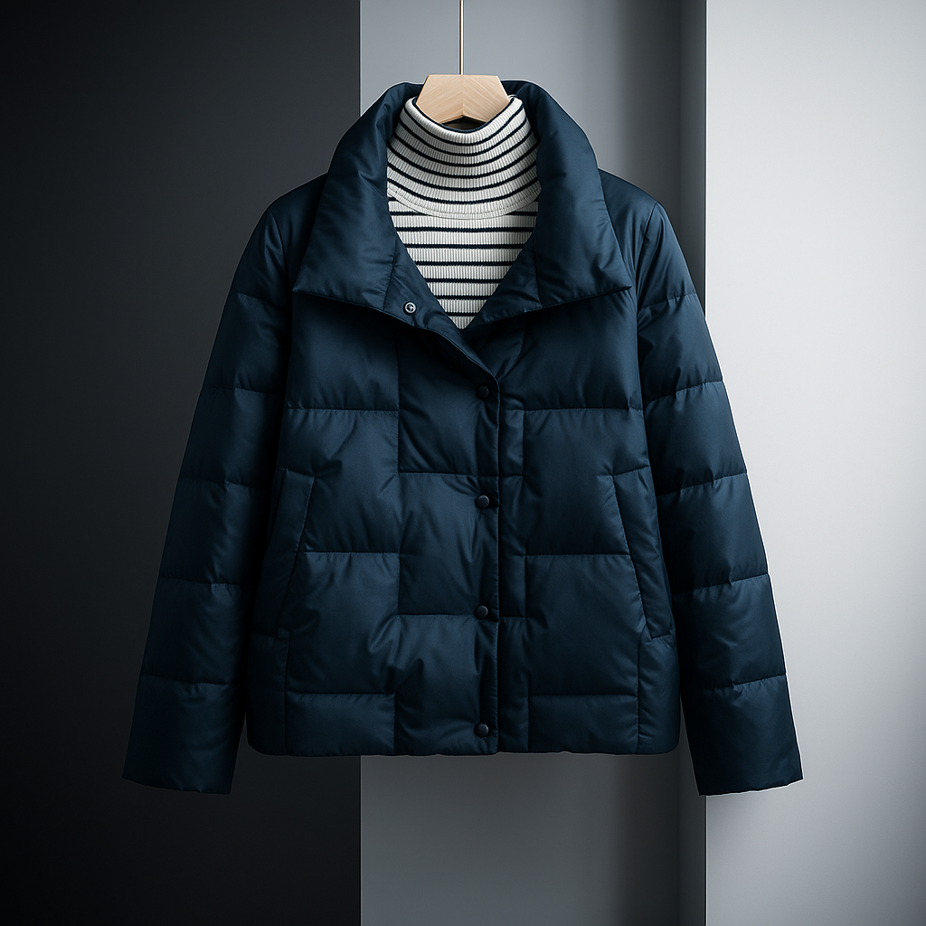 Women's Puffer Jacket with Stand Collar | Quilted