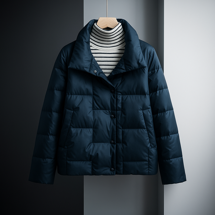 Women's Puffer Jacket with Stand Collar | Quilted