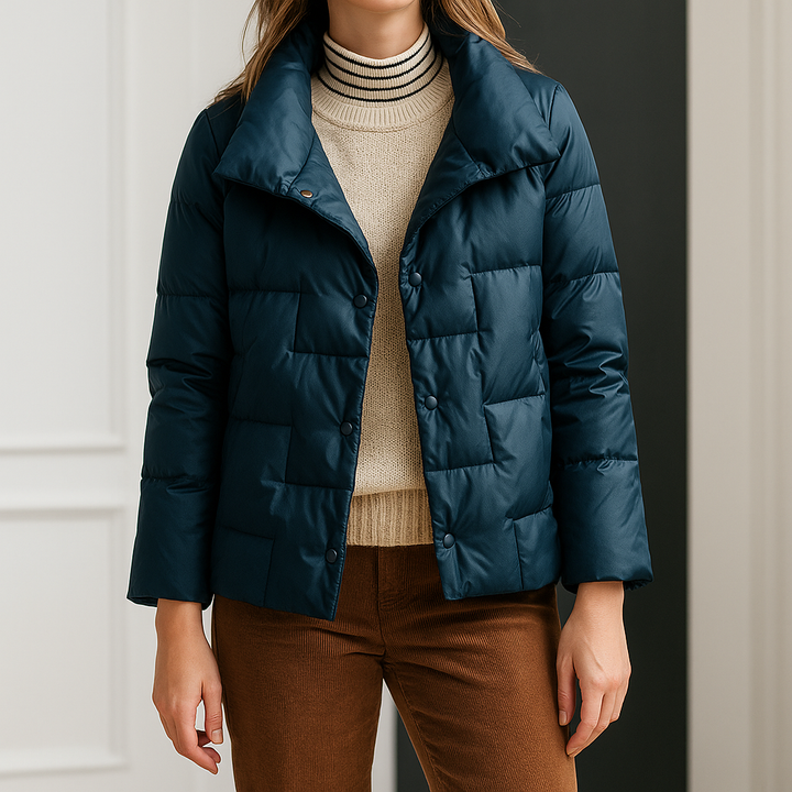 Women's Puffer Jacket with Stand Collar | Quilted