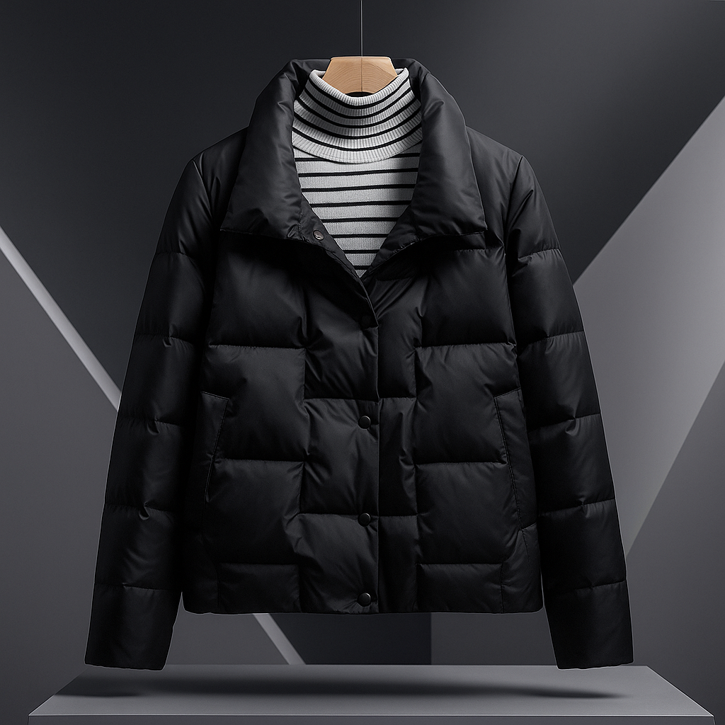 Women's Puffer Jacket with Stand Collar | Quilted