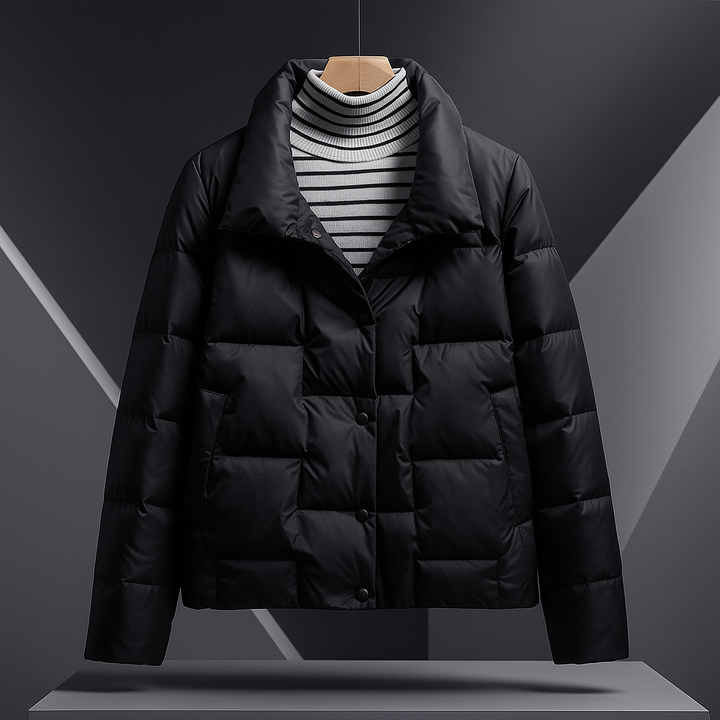 Women's Puffer Jacket with Stand Collar | Quilted