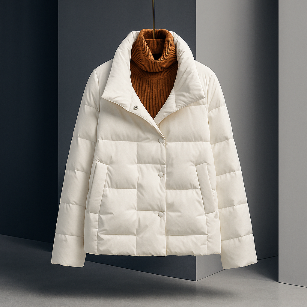 Women's Puffer Jacket with Stand Collar | Quilted