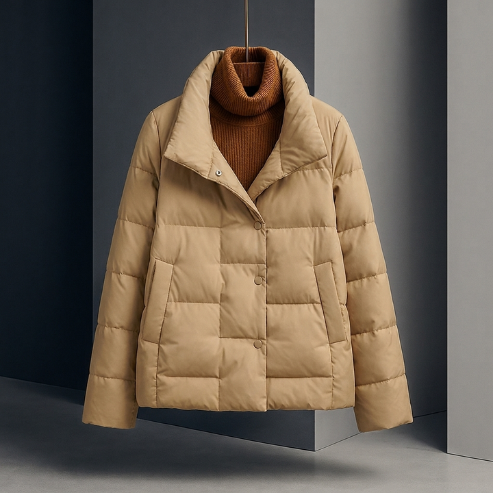 Women's Puffer Jacket with Stand Collar | Quilted