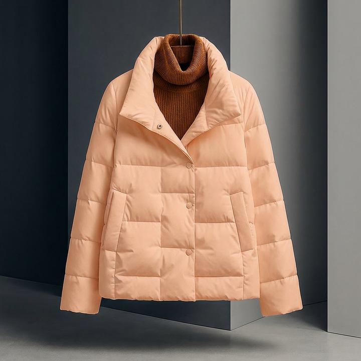 Women's Puffer Jacket with Stand Collar | Quilted