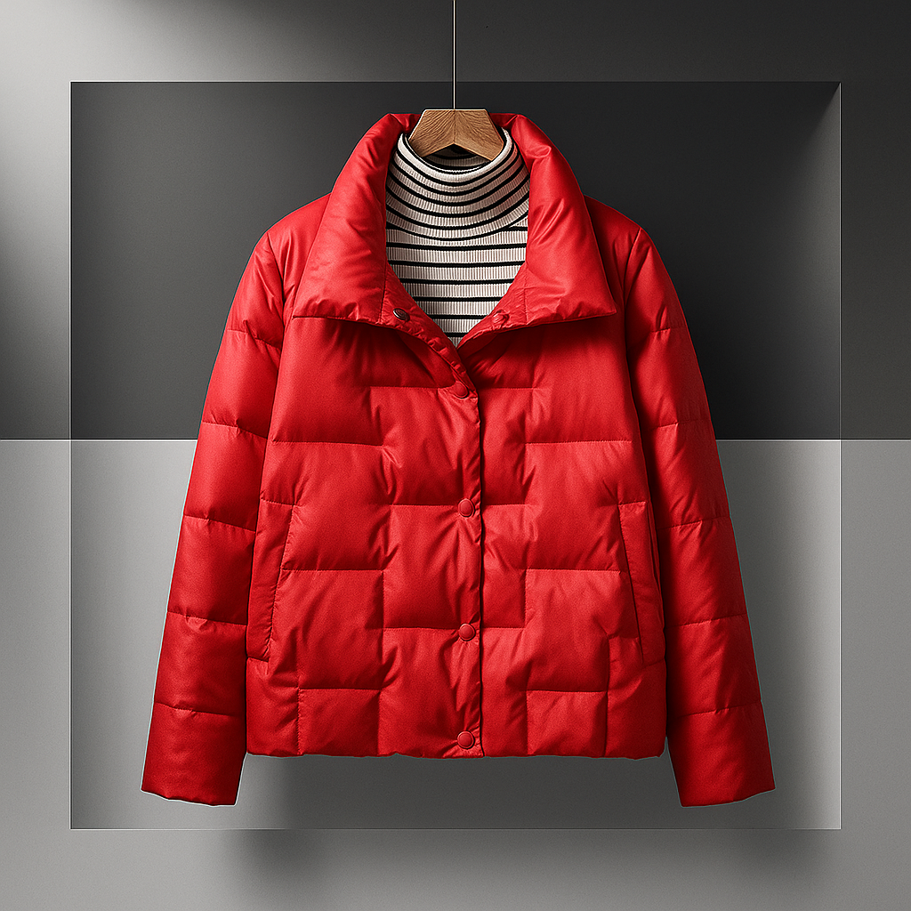 Women's Puffer Jacket with Stand Collar | Quilted