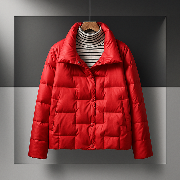 Women's Puffer Jacket with Stand Collar | Quilted