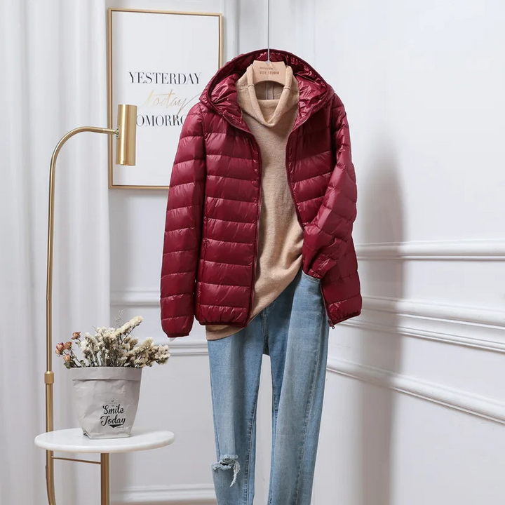 Women's Puffer Jacket Zip Up | Hooded