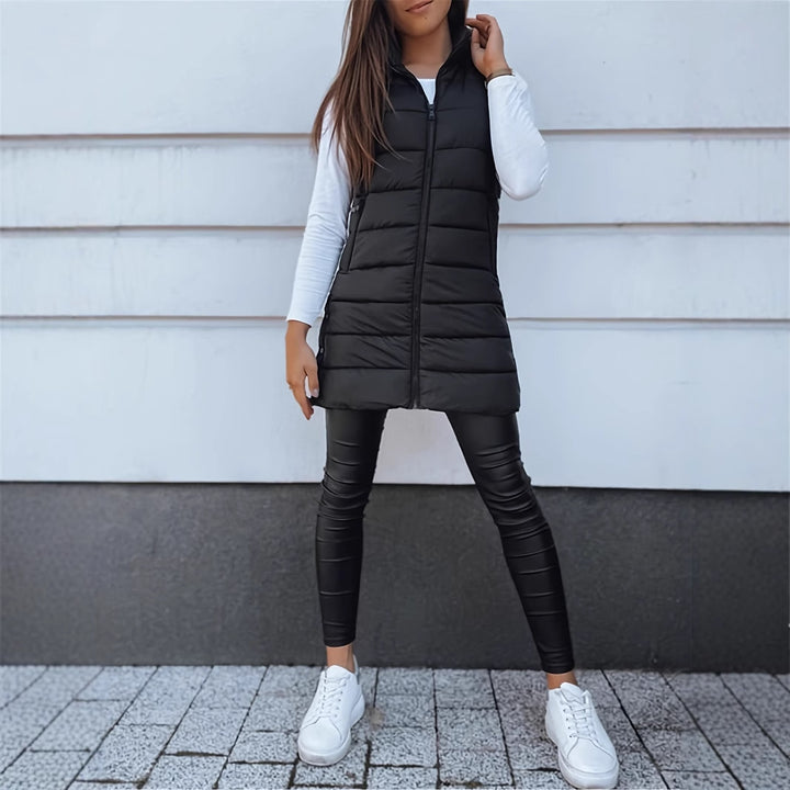 Women's Puffer Vest with Hood | Long